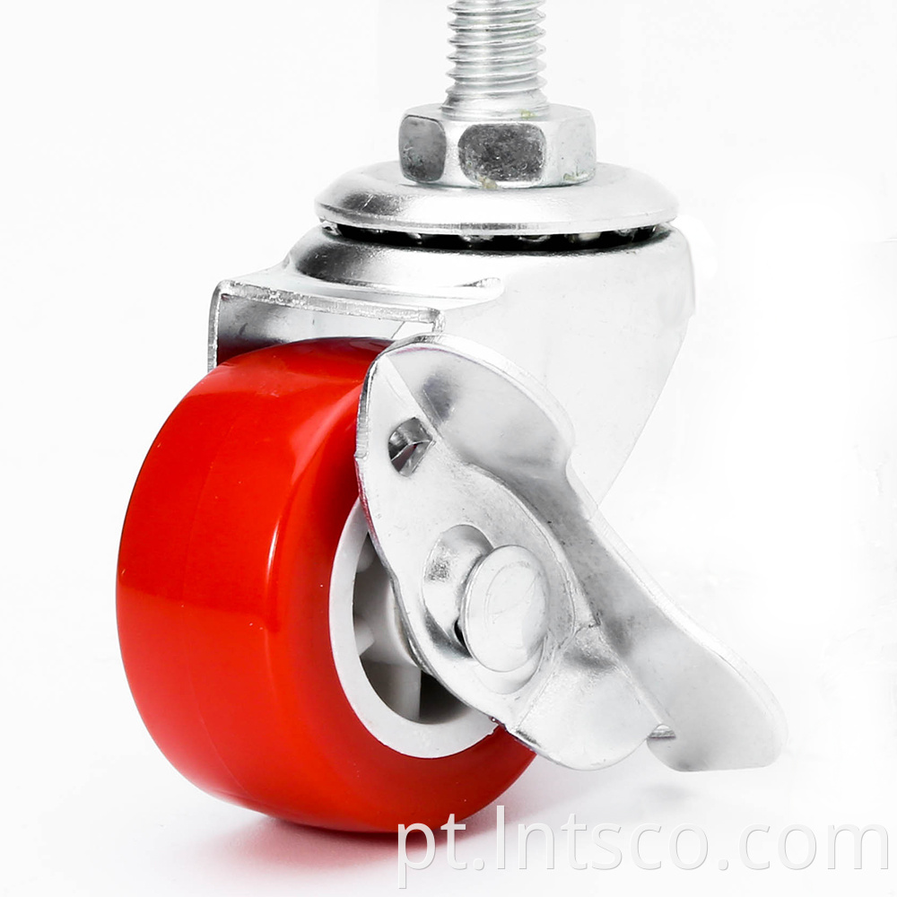 Side Brake Red PVC Casters